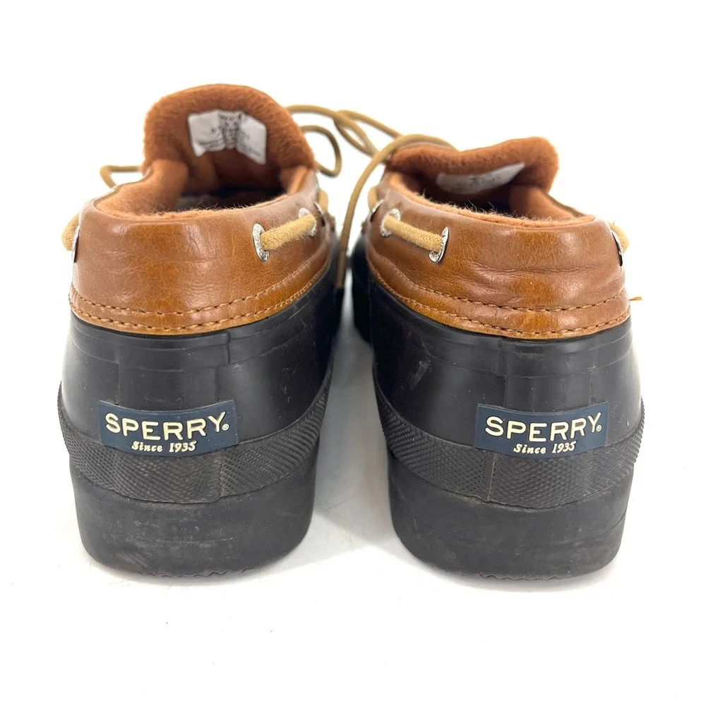 Sperry Waterproof‎ Rubber Duck Boot Moccasin Style Women's Size 9.5 Black Tan